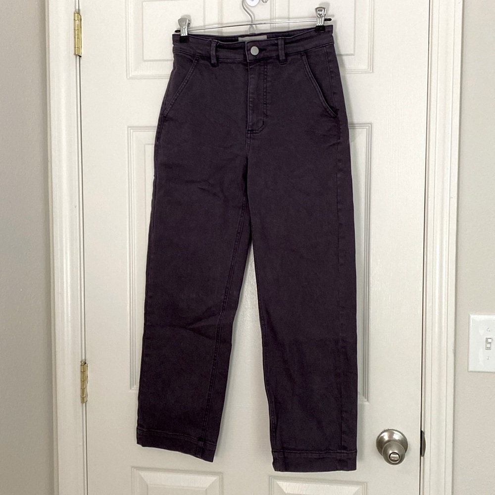 Everlane Twill Wide Leg Crop Pants in Eggplant Size 0